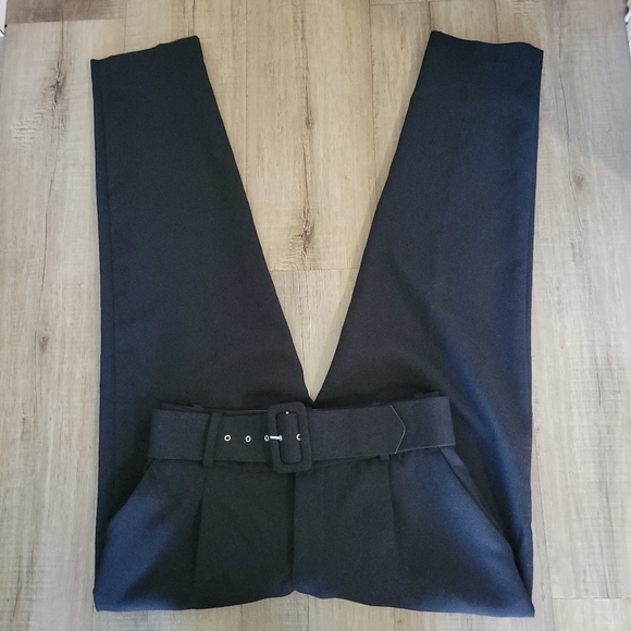 Zara Black High-Waisted Trousers with Belt - Picture 7 of 7